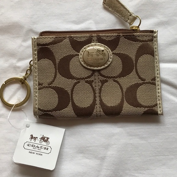 Coach Accessories - Coach Khaki & Gold Mini Skinny NWT